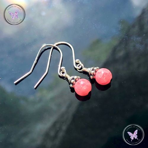 Rhodochrosite Silver Earrings